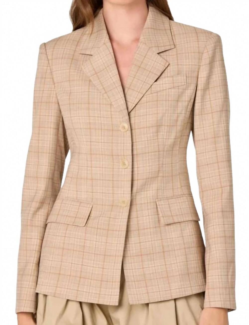 NEW ASTR valor tailored blazer in tan plaid